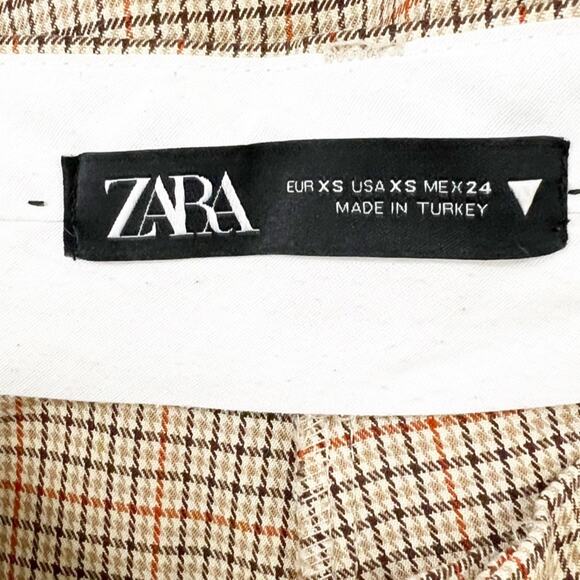 Zara Plaid High Waisted Wide Leg Trousers Brown Size XS - Picture 4 of 4